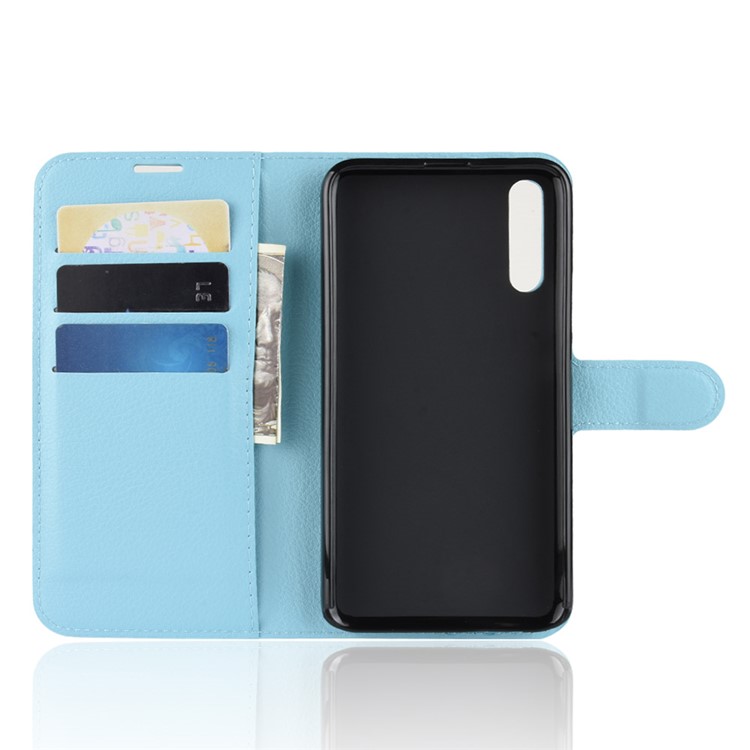 Litchi Skin Leather Wallet Cover for Huawei Honor Magic 2 - Baby Blue-6