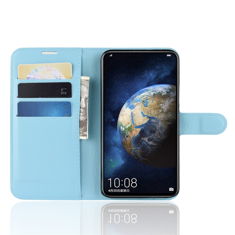 Litchi Skin Leather Wallet Cover for Huawei Honor Magic 2 - Baby Blue-7