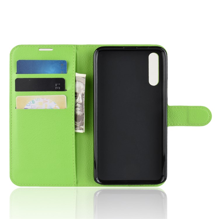 Litchi Skin Leather Wallet Stand Case for Huawei Honor Magic 2 - Green-6