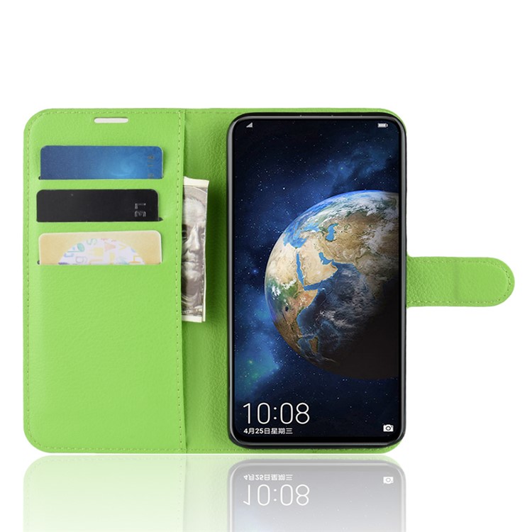 Litchi Skin Leather Wallet Stand Case for Huawei Honor Magic 2 - Green-7