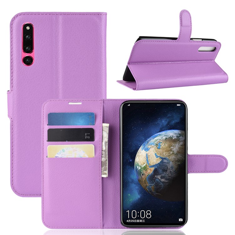 Litchi Skin Magnetic Leather Stand Case for Huawei Honor Magic 2 - Purple-1