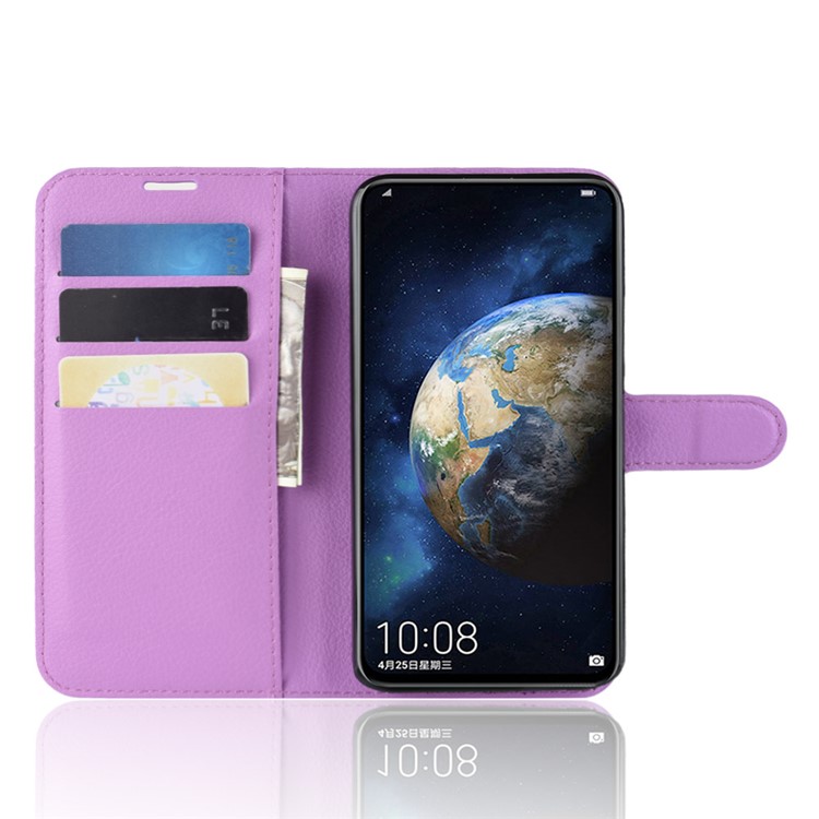 Litchi Skin Magnetic Leather Stand Case for Huawei Honor Magic 2 - Purple-8