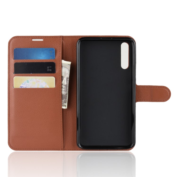 Litchi Skin Magnetic Leather Stand Cover for Huawei Honor Magic 2 - Brown-5