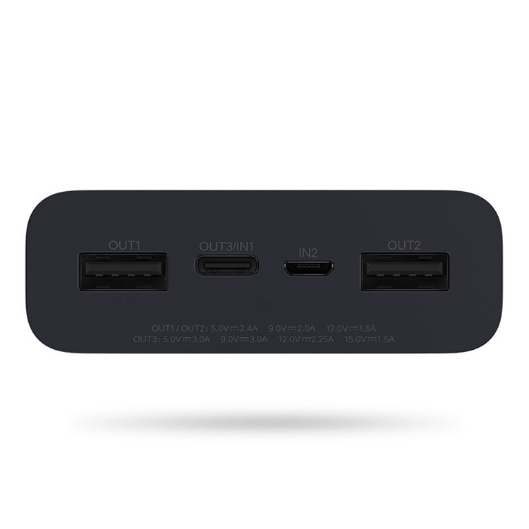 Banco De Potência De Carga Rápida ZMI QB822 20000mah Com Portas De Entrada Duplas Tipo USB Micro-c - Preto-3