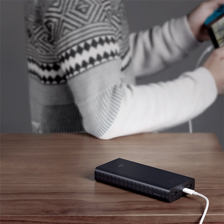 Banco De Potência De Carga Rápida ZMI QB822 20000mah Com Portas De Entrada Duplas Tipo USB Micro-c - Preto-5
