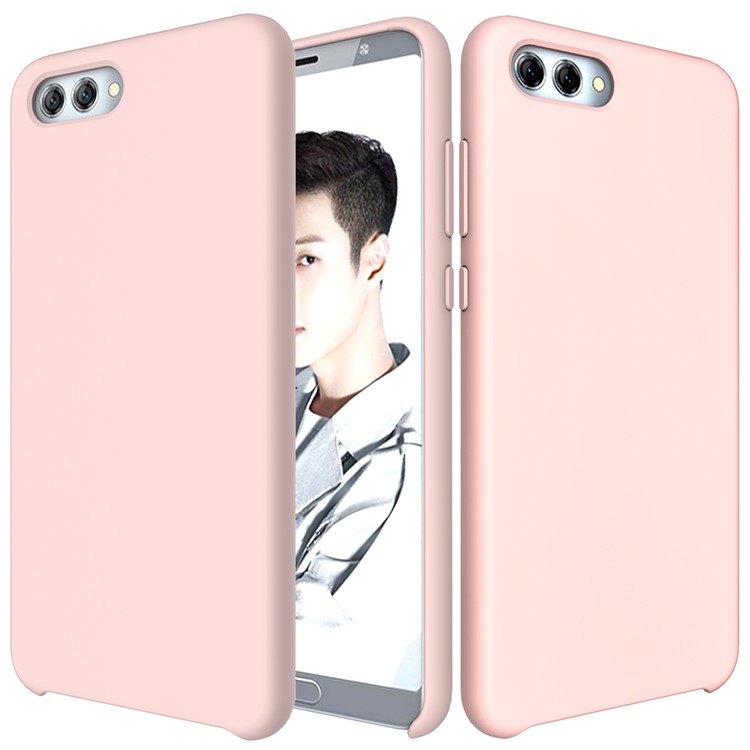 Liquid Silicone Protection Back Case for Huawei Honor V10 / View 10 - Pink-2