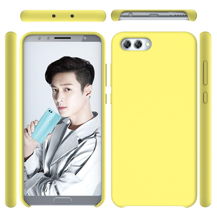 Liquid Silicone Protection Back Cover for Huawei Honor V10 / View 10 - Yellow-1