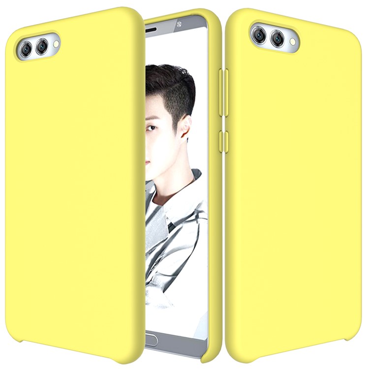 Liquid Silicone Protection Back Cover for Huawei Honor V10 / View 10 - Yellow-2