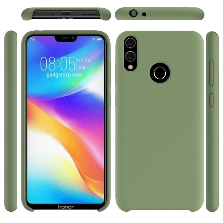 Liquid Silicone Protector Back Cover for Huawei Honor 8C - Green-1