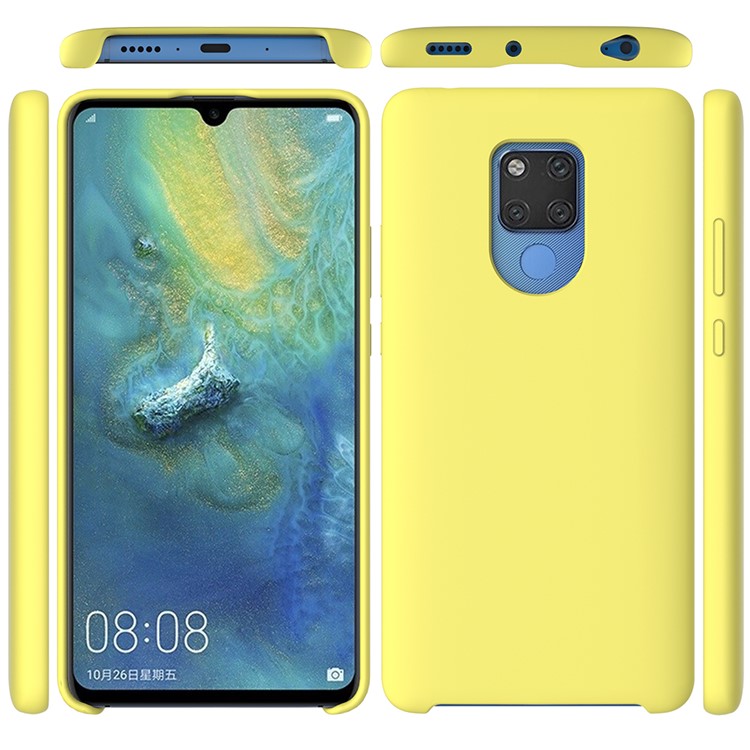Liquid Silicone Phone Cover for Huawei Mate 20 X - Yellow-1