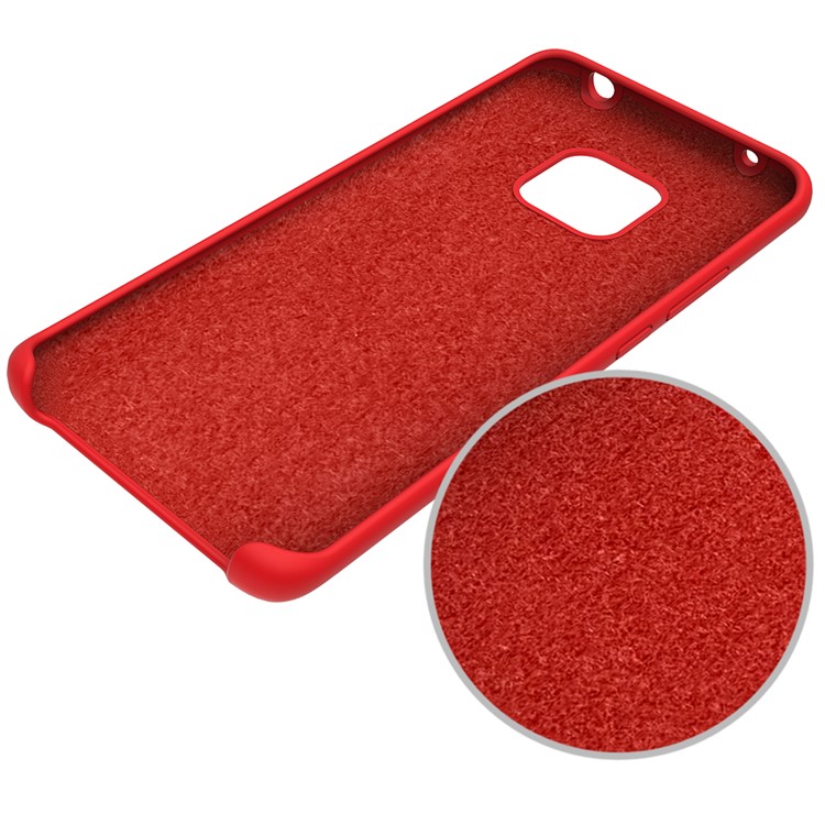 Para Huawei Mate 20 Pro Liquid Silicone Caso Mobile Shell Com Microfiber Macio Forro Anti-Scratch Protection - Vermelho