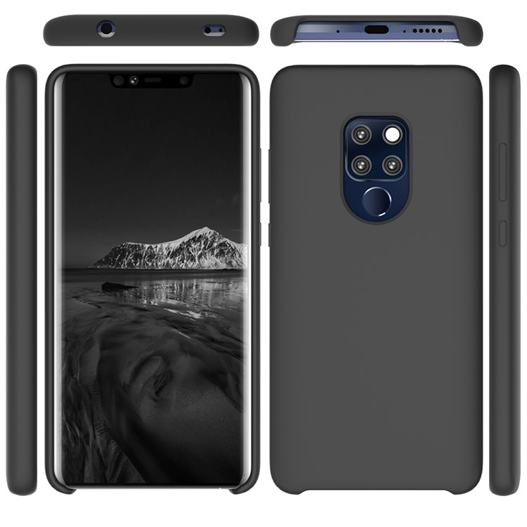 Coquille Mobile en Silicone Liquide Pour Huawei Mate 20 - le Noir