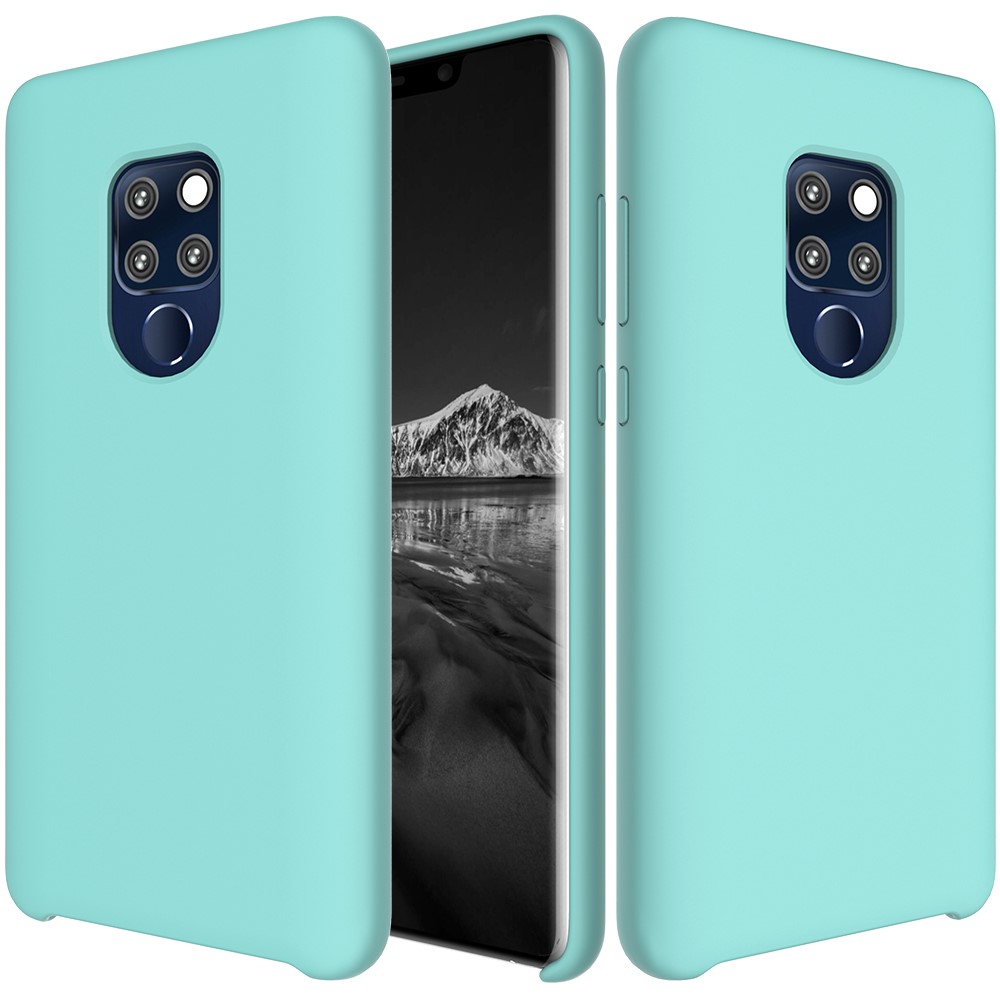 Liquid Silicone Phone Back Cover for Huawei Mate 20 - Cyan-2