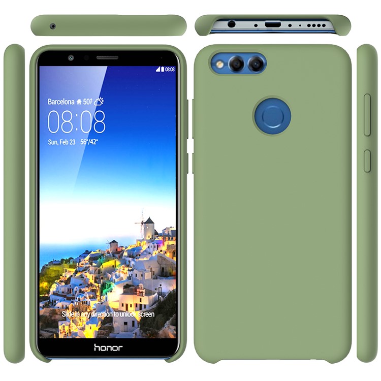 Liquid Silicone Protector Mobile Phone Case for Huawei Honor 7X - Green-1