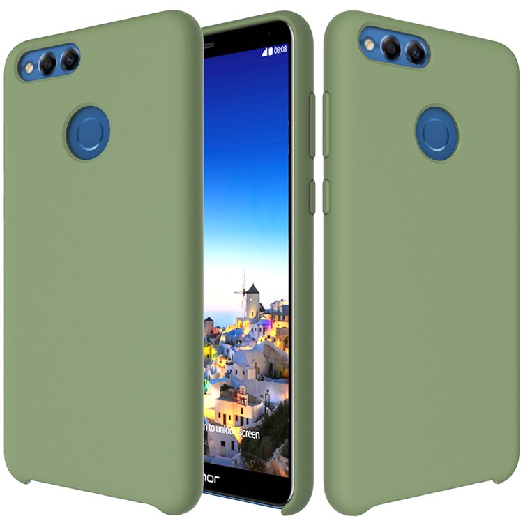 Liquid Silicone Protector Mobile Phone Case for Huawei Honor 7X - Green-2