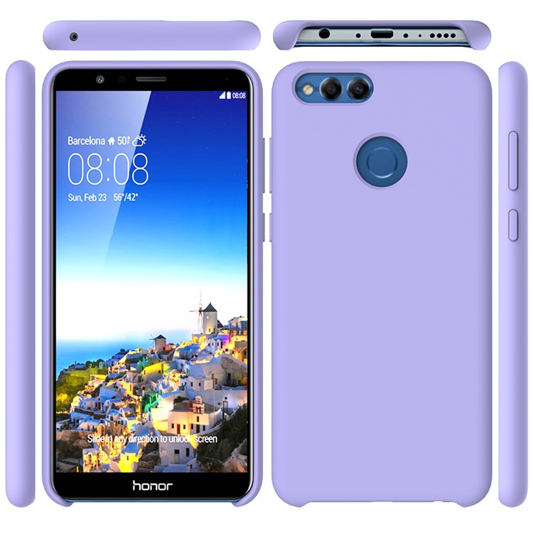 Liquid Silicone Protector Back Cover for Huawei Honor 7X - Purple-1