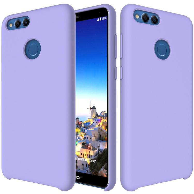 Liquid Silicone Protector Back Cover for Huawei Honor 7X - Purple-2