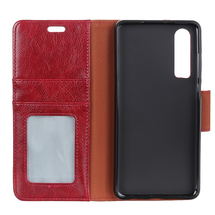 Nappa Texture Split Leather Stand Wallet Phone Cover for Huawei P30 - Red-4