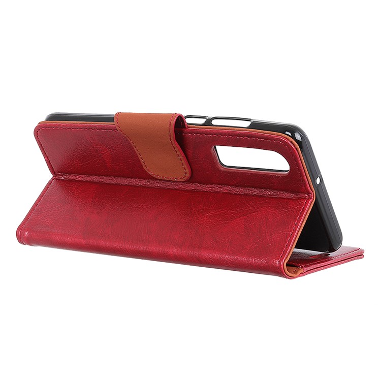 Nappa Texture Split Leather Stand Wallet Phone Cover for Huawei P30 - Red-6