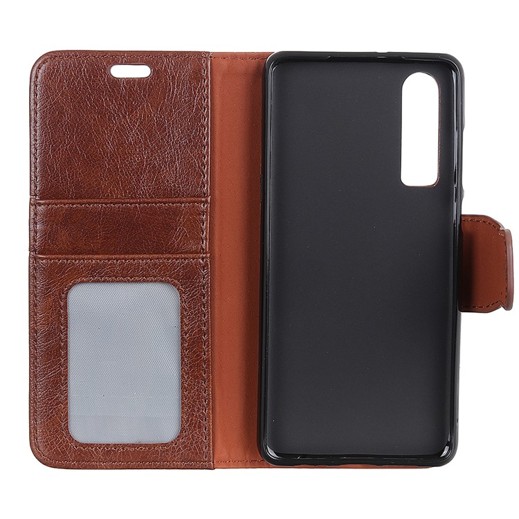 Nappa Texture Split Leather Mobile Case Cover with Card Holder for Huawei P30 - Brown-4