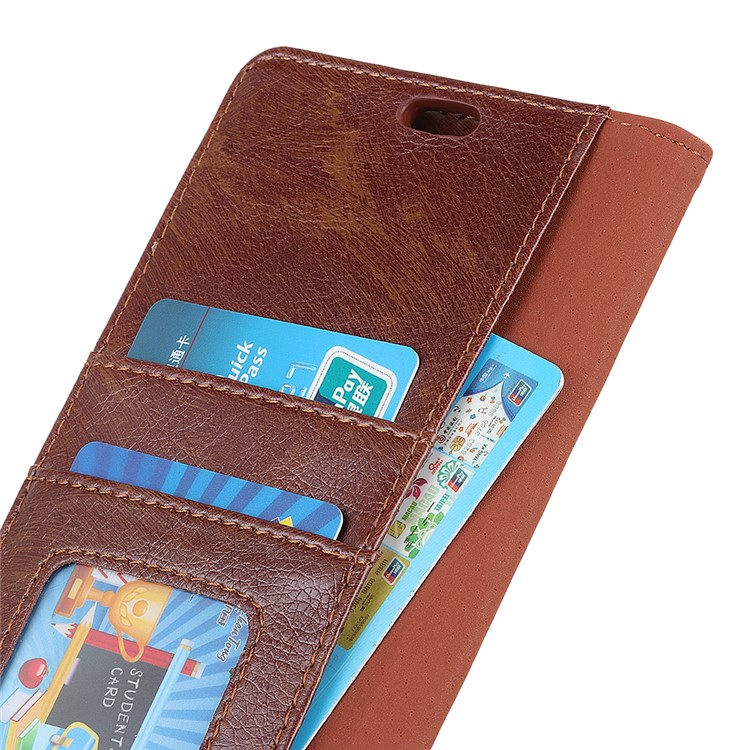 Nappa Texture Split Leather Mobile Case Cover with Card Holder for Huawei P30 - Brown-5