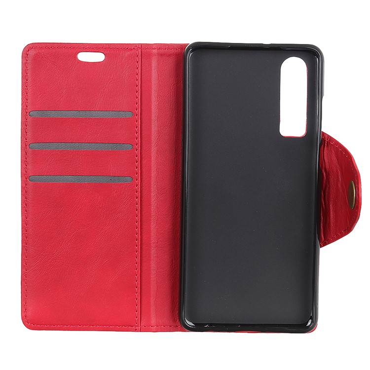 PU Leather 3 Card Slots Mobile Phone Cover for Huawei P30 - Red-5