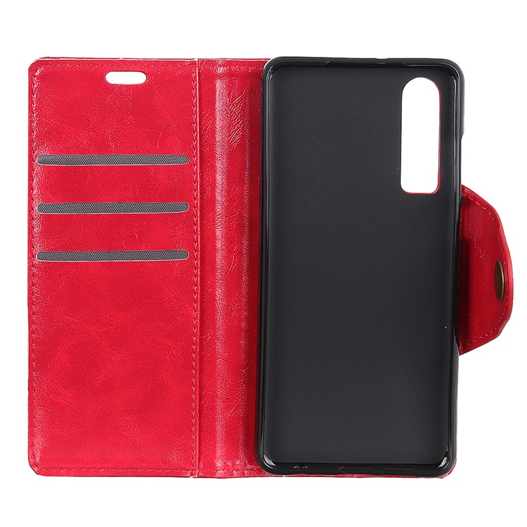 PU Leather Protection Cell Phone Cover with Card Slots for Huawei P30 - Red-4