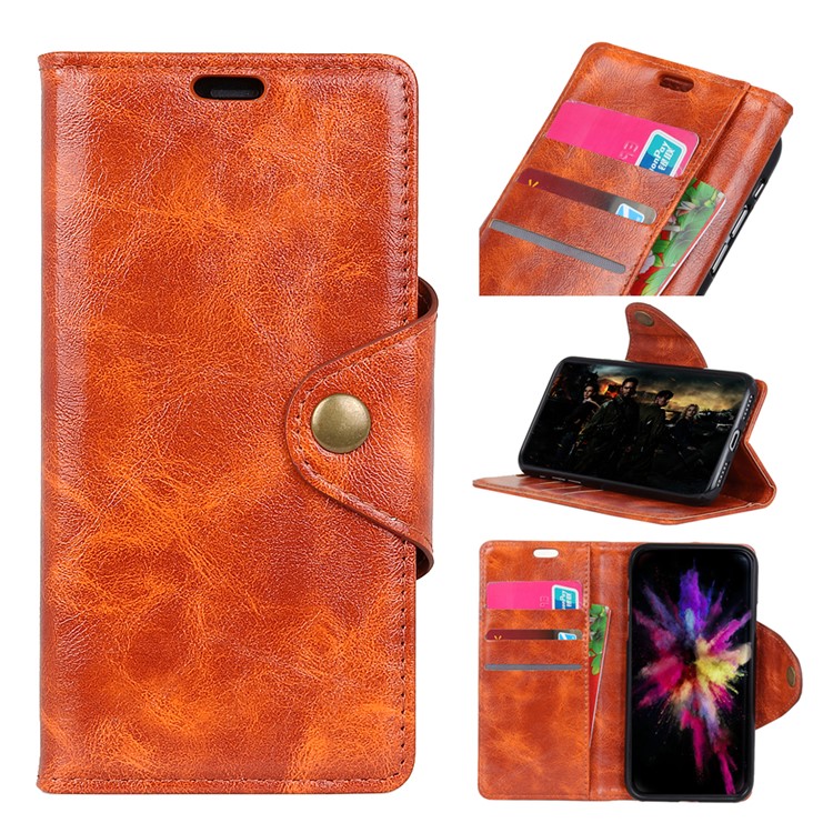 PU Leather Protective Cell Phone Case with Stand for Huawei P30 - Orange-1