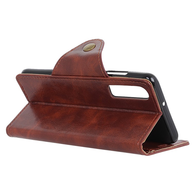 Card Holder Leather Flip Stand Shell Case for Huawei P30 - Brown-6