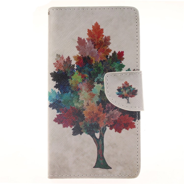 Wallet Leather Stand Case for Huawei Ascend P8 Lite - Colorful Tree-1
