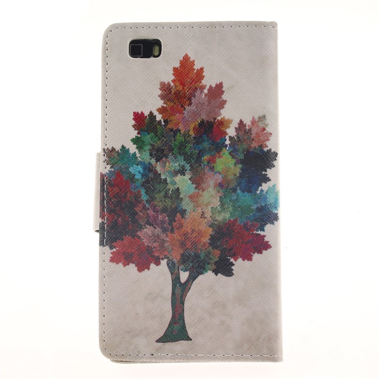 Wallet Leather Stand Case for Huawei Ascend P8 Lite - Colorful Tree-2