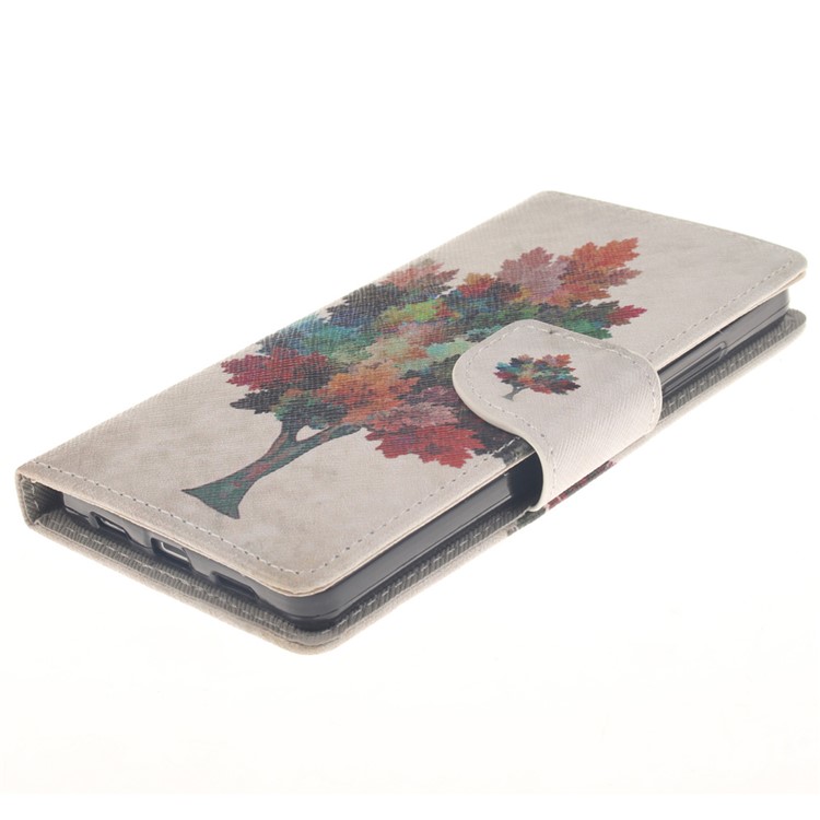Wallet Leather Stand Case for Huawei Ascend P8 Lite - Colorful Tree-3