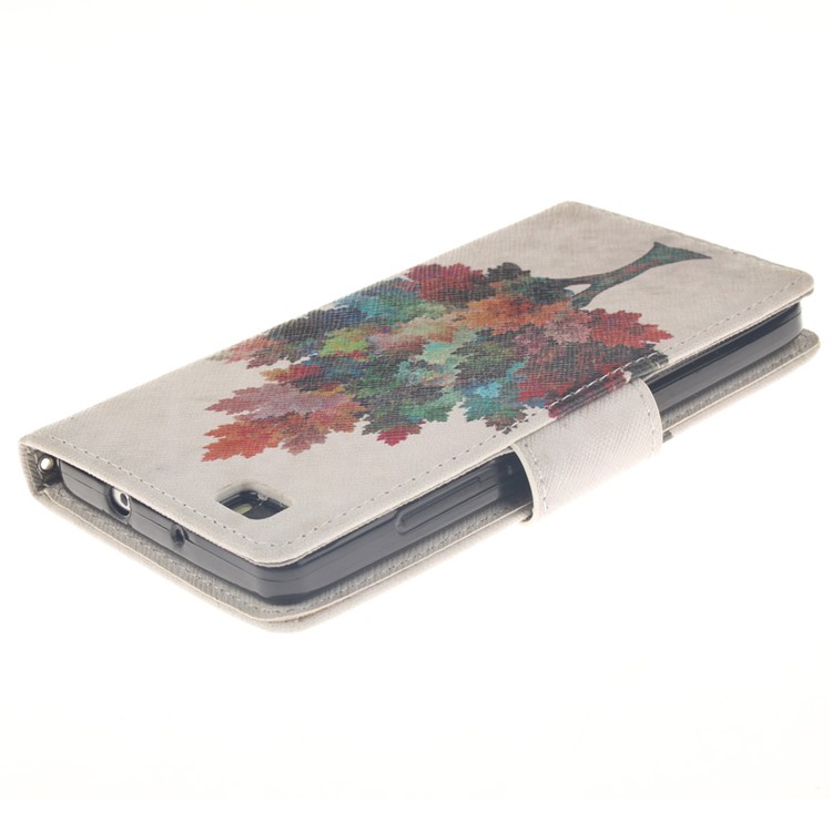 Wallet Leather Stand Case for Huawei Ascend P8 Lite - Colorful Tree-4
