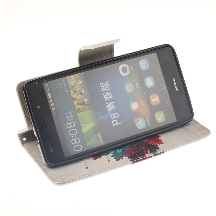 Wallet Leather Stand Case for Huawei Ascend P8 Lite - Colorful Tree-5