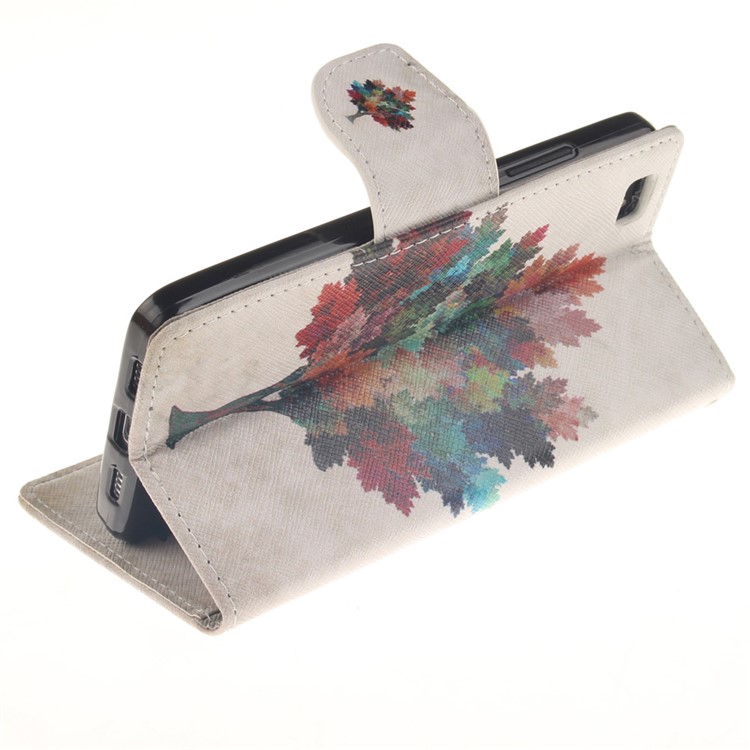 Wallet Leather Stand Case for Huawei Ascend P8 Lite - Colorful Tree-6