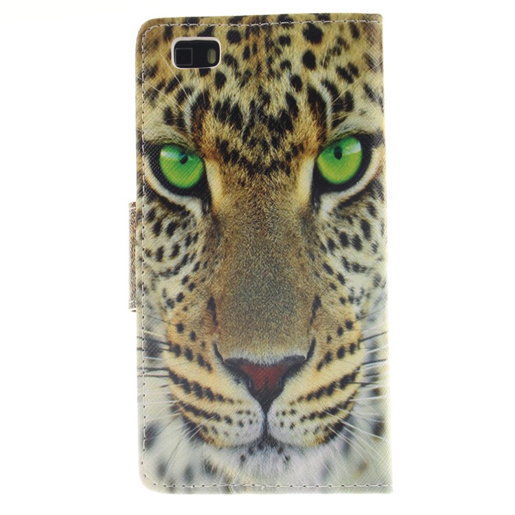 Wallet Leather Cover Case for Huawei Ascend P8 Lite - Tiger Pattern-2