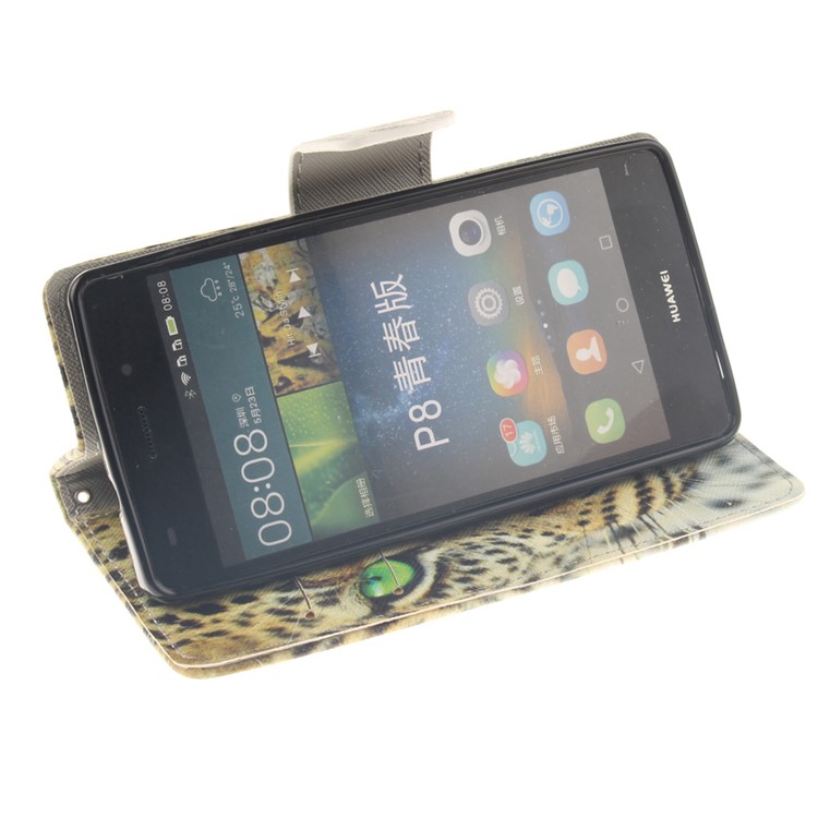 Wallet Leather Cover Case for Huawei Ascend P8 Lite - Tiger Pattern-5