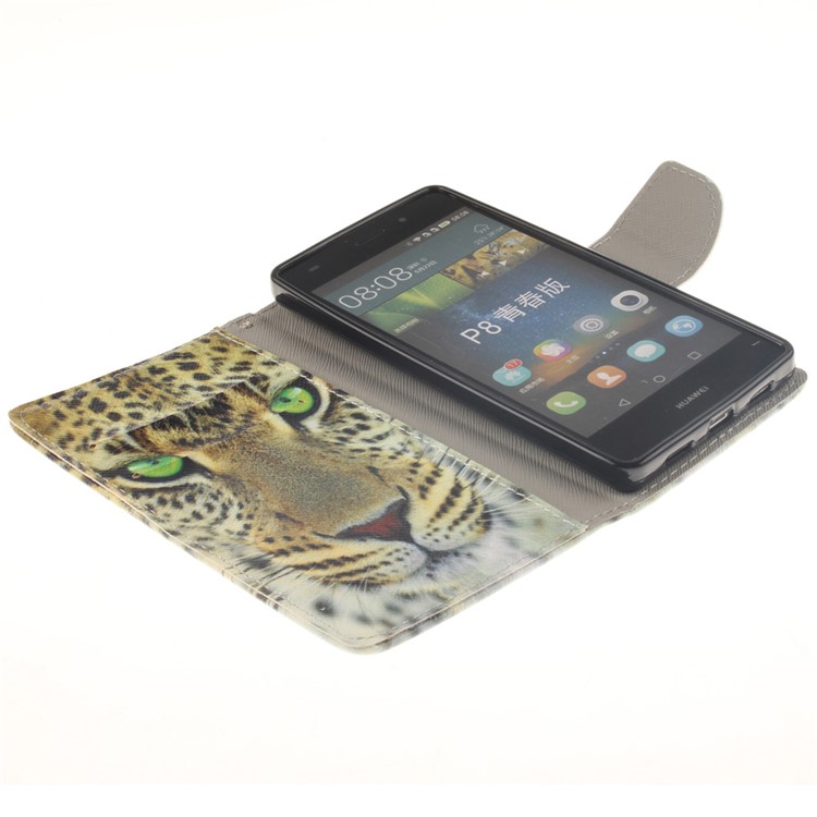 Wallet Leather Cover Case for Huawei Ascend P8 Lite - Tiger Pattern-7