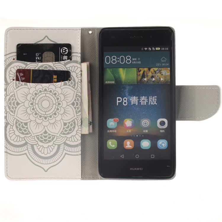 Wallet Leather Case Cover for Huawei Ascend P8 Lite - Flowers Pattern-8