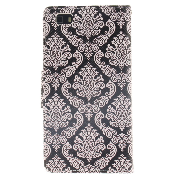 Wallet Leather Magnetic Case for Huawei Ascend P8 Lite - Damask Flowers-2