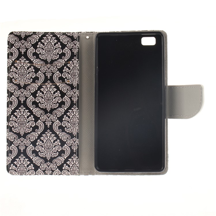 Wallet Leather Magnetic Case for Huawei Ascend P8 Lite - Damask Flowers-9