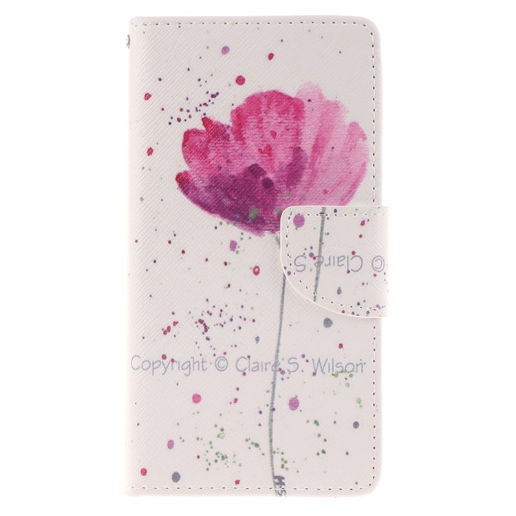 Magnetic Leather Stand Cover for Huawei Ascend P8 Lite - Beautiful Flowers-1