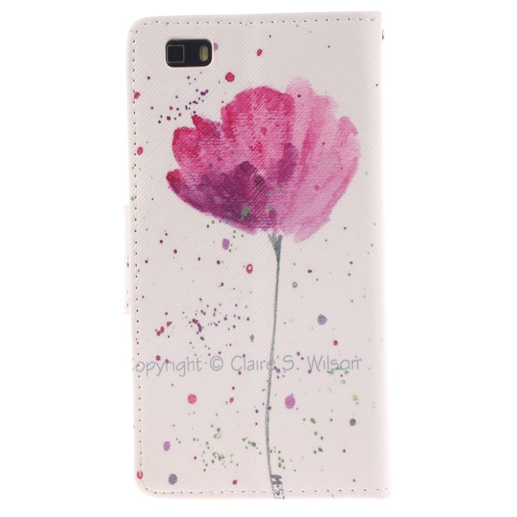 Magnetic Leather Stand Cover for Huawei Ascend P8 Lite - Beautiful Flowers-2