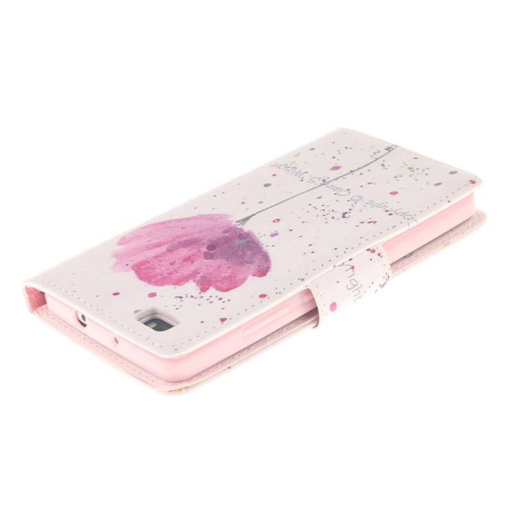 Magnetic Leather Stand Cover for Huawei Ascend P8 Lite - Beautiful Flowers-4