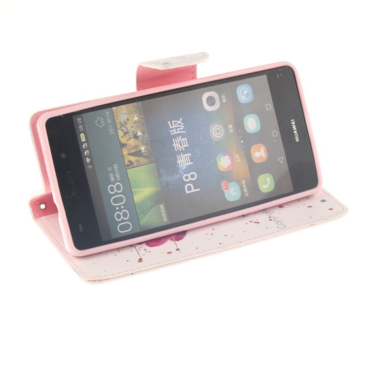 Magnetic Leather Stand Cover for Huawei Ascend P8 Lite - Beautiful Flowers-5