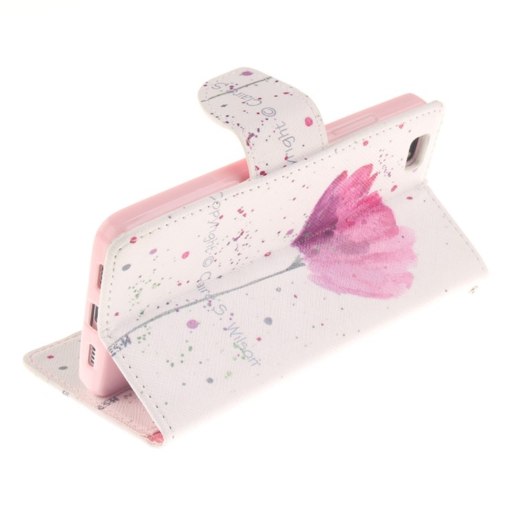 Magnetic Leather Stand Cover for Huawei Ascend P8 Lite - Beautiful Flowers-6