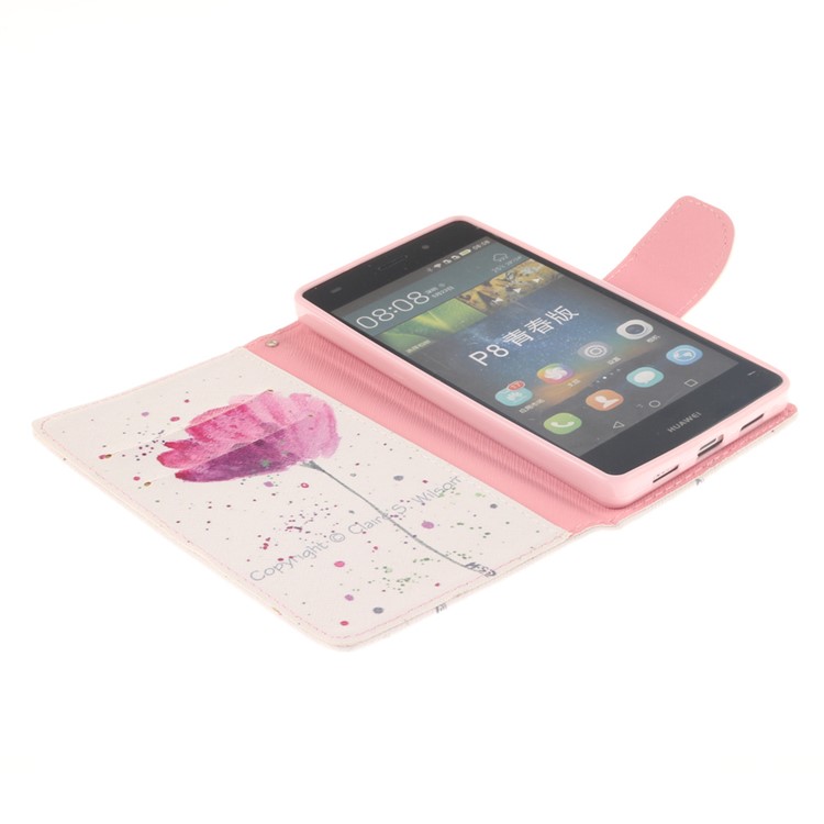 Magnetic Leather Stand Cover for Huawei Ascend P8 Lite - Beautiful Flowers-7