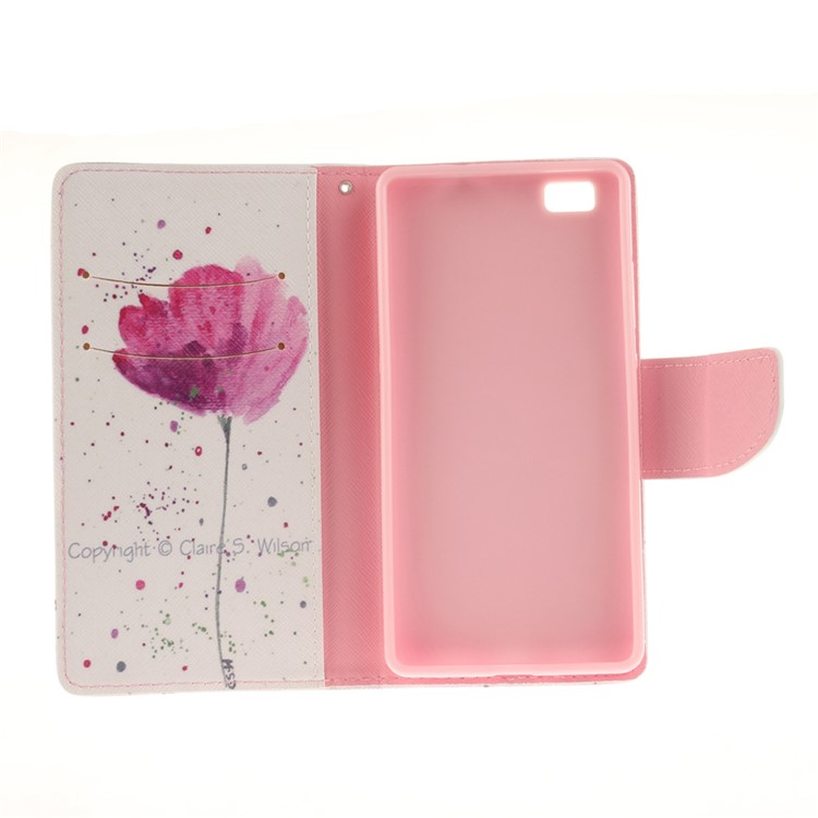 Magnetic Leather Stand Cover for Huawei Ascend P8 Lite - Beautiful Flowers-9