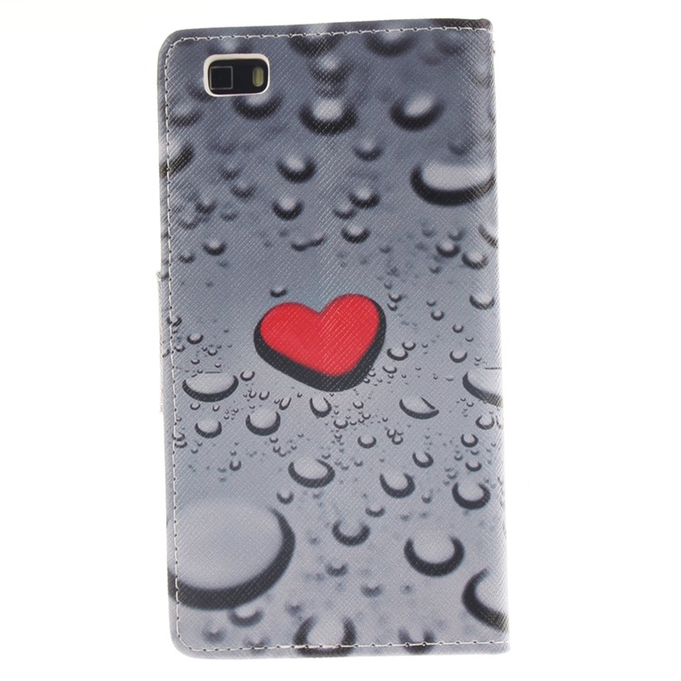 Leather Stand Case with Card Slots for Huawei Ascend P8 Lite - Hearts and Raindrop-2