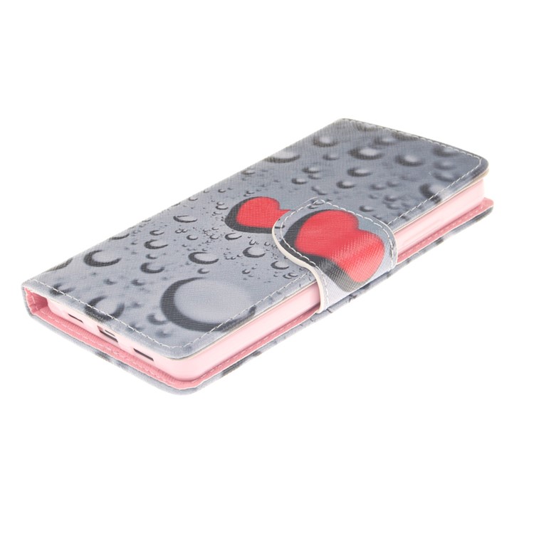 Leather Stand Case with Card Slots for Huawei Ascend P8 Lite - Hearts and Raindrop-3